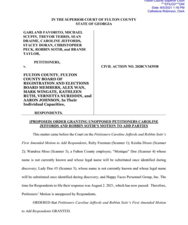 Fulton County Court Grants Motion To Add Ruby Freeman Other Shady 